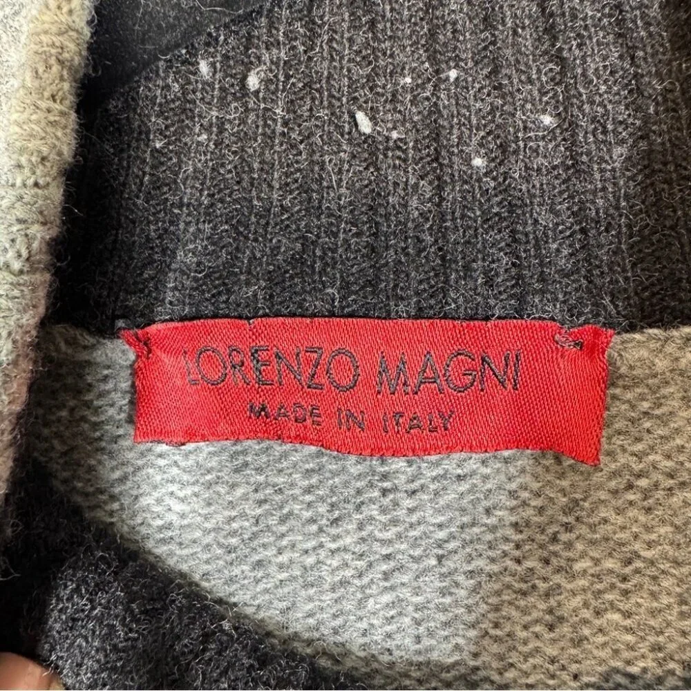 Lorenzo Magni Men's Gray Wool Zip Cardigan Sweater Jacket Made in Italy Size L